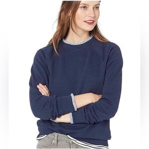 J. Crew Navy Woven Ruffleneck Pullover Sweatshirt Size medium
